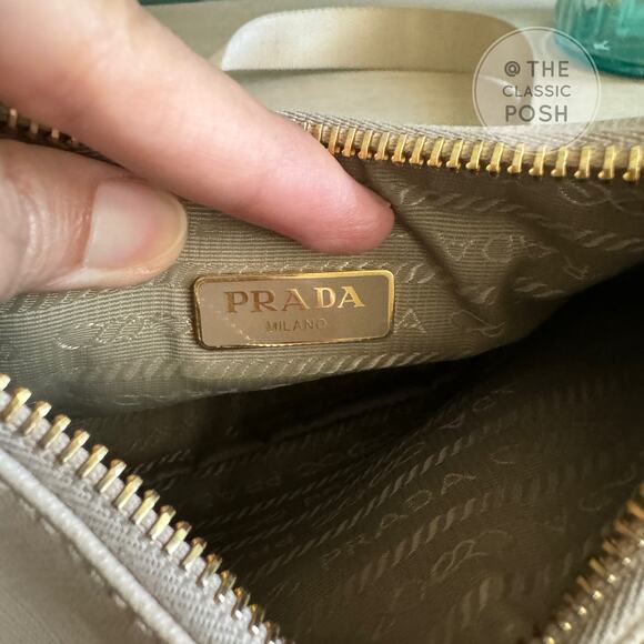 EUC Prada Re-edition Saffiano Mini Beige Crossbody Bag Gold HW - Picture 6 of 12